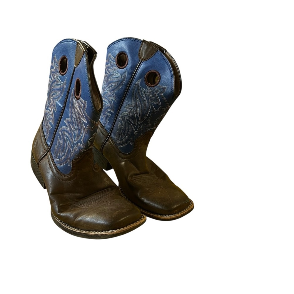Ariat blue brown leather cowboy cowgirl boots women’s 5